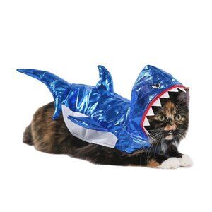 NEW Blue Shark Costume 1pc Pet Size XS Cat Dog (5-10 lbs) Halloween Vibrant Life